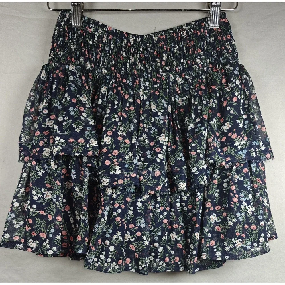 Muche et Muchette Mini Ruffle skirt Navy‎ Floral One Size